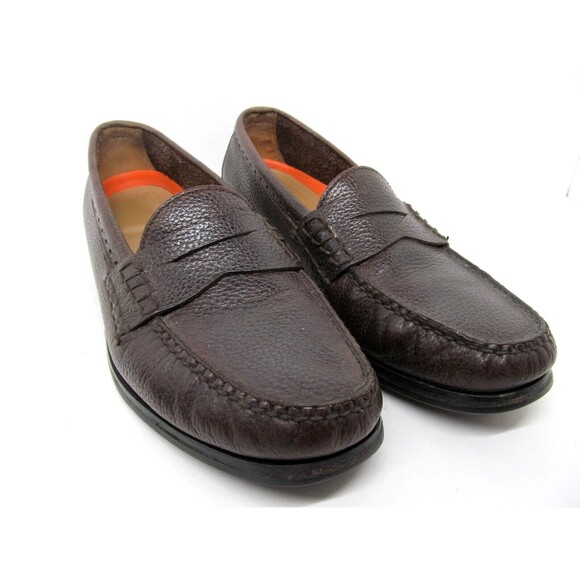 Cole Haan Grand o's Maine Pinch Mens Brown Pebbled Leather Penny Loafers US 9.5 - Picture 2 of 16